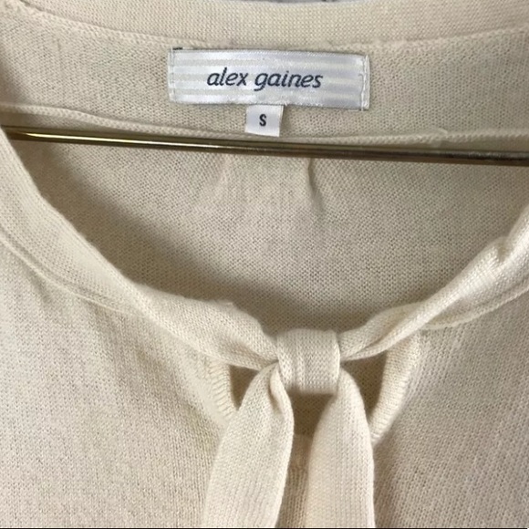 Alex Gaines 3/4 Sleeve Sweater Top SZ S Bow Beige - Picture 2 of 7